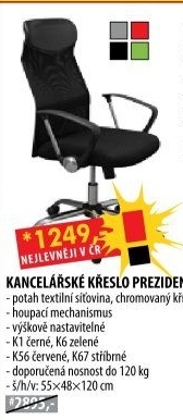Kancelářské křeslo PREZIDENT černá K1