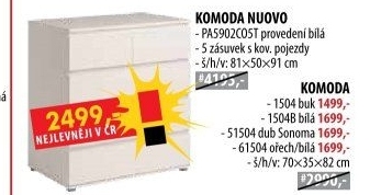 Komoda 3+2 zásuvky NUOVO bílá