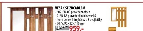 Věšák se zrcadlem 60218D ořech