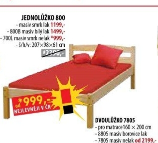 Jednolůžko 800 lakované