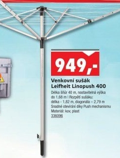 Zahradní sušák na prádlo Leifheit LinoPush 400