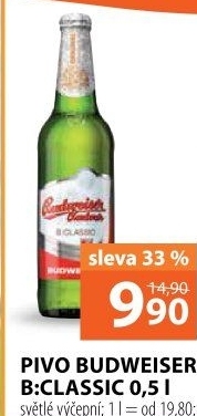 Pivo světlé výčepní B: Classic Budweiser Budvar