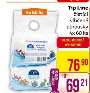Vlhčené ubrousky dětské Tip Line