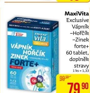 Doplněk stravy Vápník-Hořčík-Zinek Forte Exclusive Maxivita