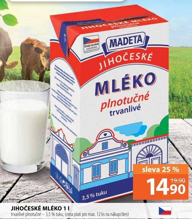 Mléko trvanlivé Jihočeské Madeta - 3,5% plnotučné