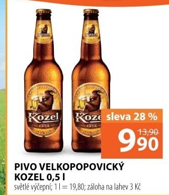 Pivo světlé výčepní 10°Velkopopovický Kozel - COOP akcniletaky.com