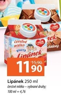 Nápoj mléko čerstvé ochucené Lipánek