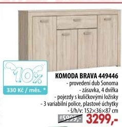 Komoda 4 dveře + 1 zásuvka BRAVA dub