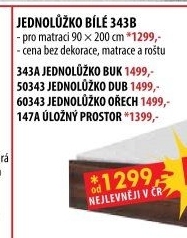Jednolůžko 343 bílá 90x200