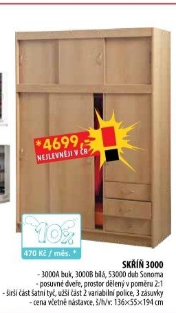 Skříň s posuvnými dveřmi 3000