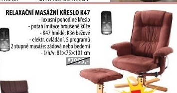 Relaxační masážní křeslo s podnožkou hnědé K47