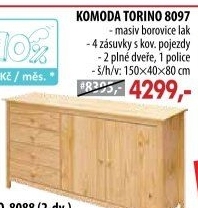 Komoda 2 dveře + 4 zásuvky TORINO