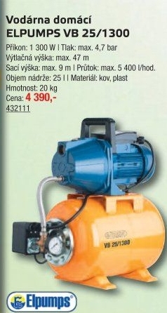 Domácí vodárna VB 25/1300 Elpumps