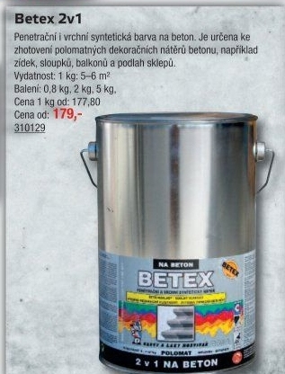 Nátěr 2v1 na beton polomat Betex