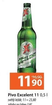 Pivo světlý ležák 11° Excelent Gambrinus