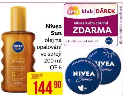 Olej na opalování ve spreji s betakarotenem OF 6 Sun Nivea