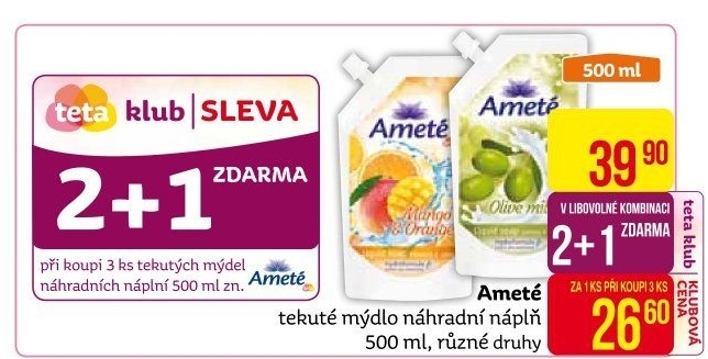 Tekuté mýdlo Ameté- náhradní náplň