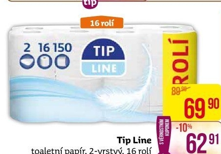 Toaletní papír 2vrstvý Tip Line
