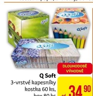 Papírové kapesníčky 3vrstvé Q-Soft - box