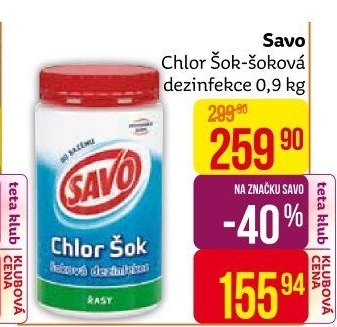 Přípravek do bazénu tablety Chlor Šok Savo