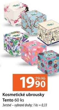 Papírové kapesníčky 3vrstvé Tento - box