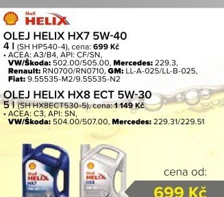 Motorový olej 5 W - 40 Helix HX7 Shell