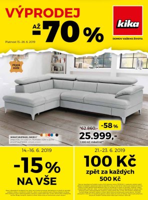 akční leták Kika nábytek 13.6.2019-26.6.2019