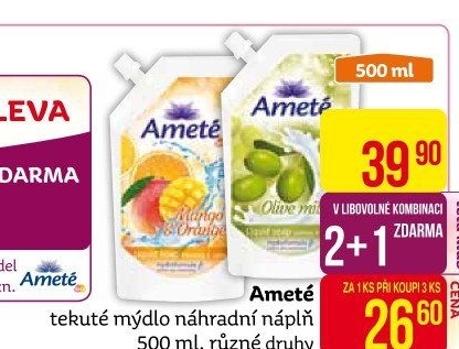 Tekuté mýdlo Ameté- náhradní náplň