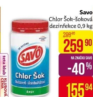 Přípravek do bazénu tablety Chlor Šok Savo