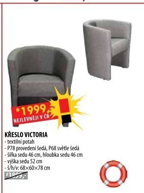 Křeslo VICTORIA šedé
