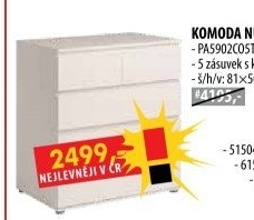 Komoda 3+2 zásuvky NUOVO bílá
