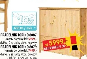 Prádelník 2 dveře + 2 zásuvky TORINO