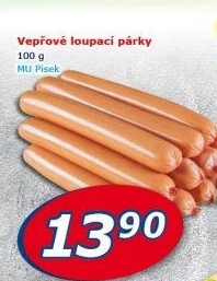Párky vepřové loupací Maso uzeniny Písek