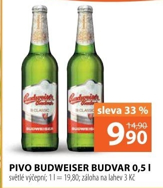 Pivo světlé výčepní B: Classic Budweiser Budvar