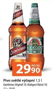 Pivo světlé výčepní Originál 10° Gambrinus