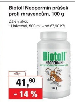 Přípravek proti mravencům prášek Neopermin Biotoll