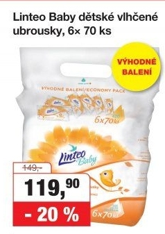 Vlhčené ubrousky dětské Linteo Baby