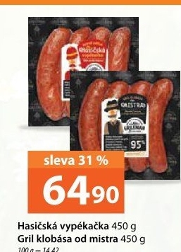 Klobása hasičská vypékačka Láďa Grileman Kostelecké uzeniny