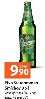 Pivo světlé výčepní 10° Smíchov Staropramen