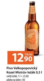 Pivo Mistrův světlý ležák Velkopopovický Kozel
