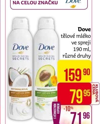 Tělové mléko ve spreji Dove