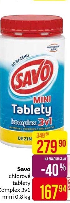 Přípravek do bazénu tablety Komplex 3v1 Savo