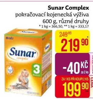 Kojenecké mléko Sunar Complex