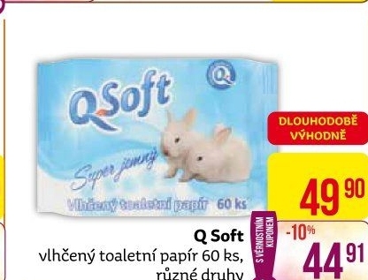 Vlhčený toaletní papírQ Soft