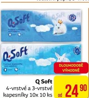 Papírové kapesníčky 3vrstvé Q Soft