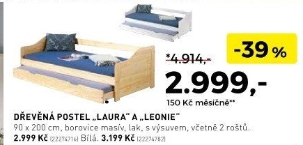 Dřevěná postel Laura a Leonie