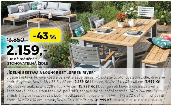 Jídelní sestava a lounge set Green River