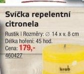 Svíčka Citronela Krab