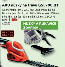 Aku nůžky na trávu a keře GSL 700 Black&amp