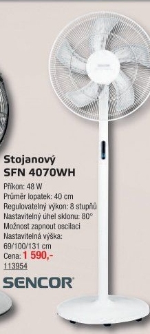 Stojanový ventilátor SFN 4070WH Sencor